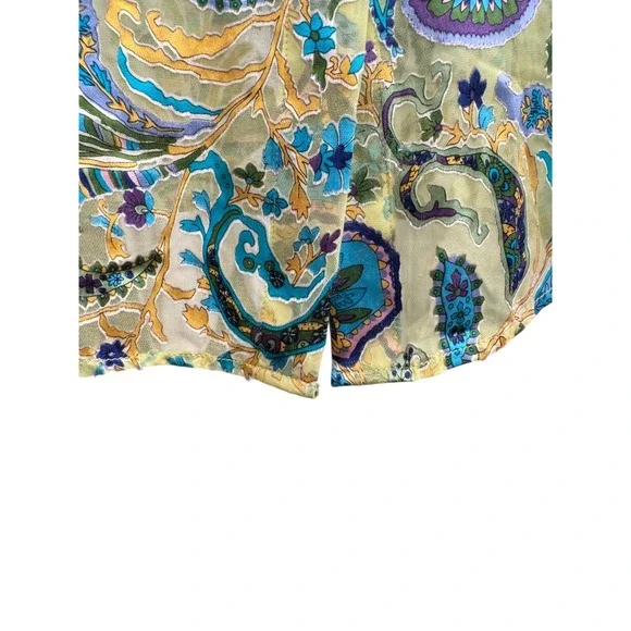 Soft Surroundings Green & Blue Floral Print Long Sleeve Button-Down Shirt Size L - Picture 6 of 16